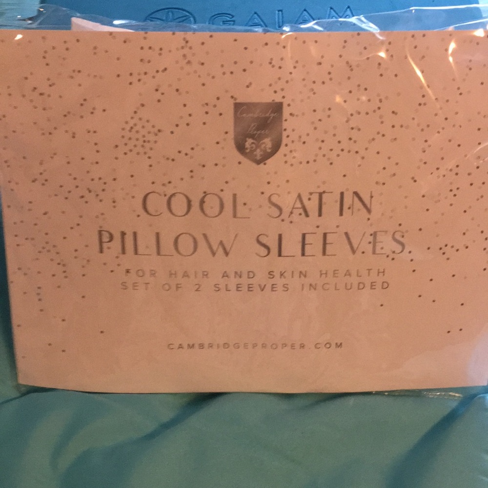 Cool Satin Pillow Sleeves, white with gray trim, Cambridge Proper.